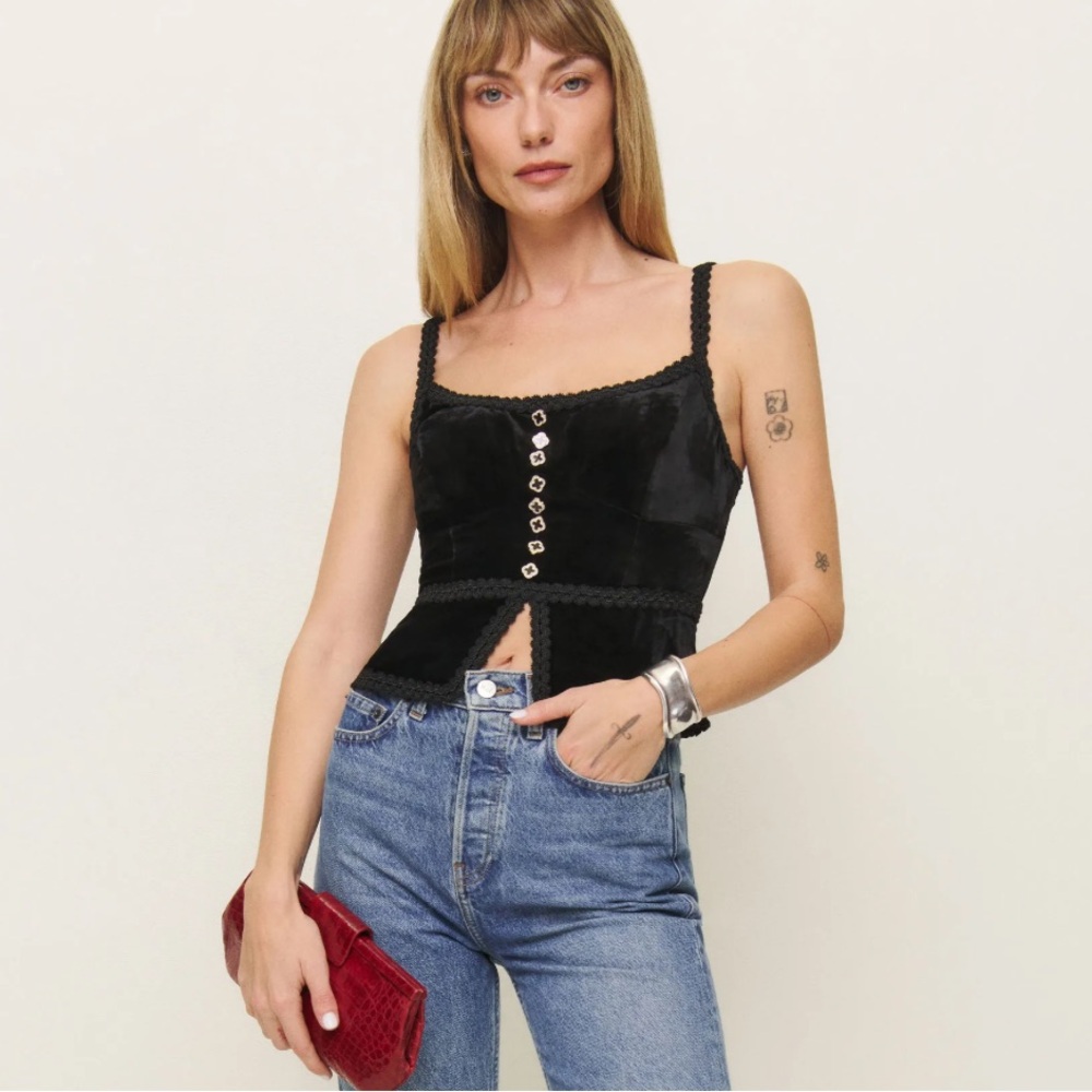Reformation minna velvet top